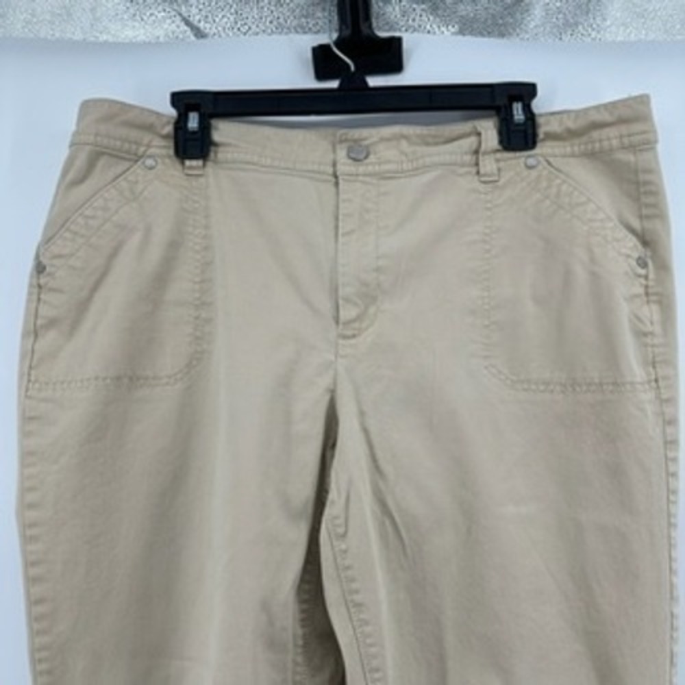 Talbots Womens 16 Straight Leg Ankle Pants Khaki Casual Zip Hem - Picture 4 of 13